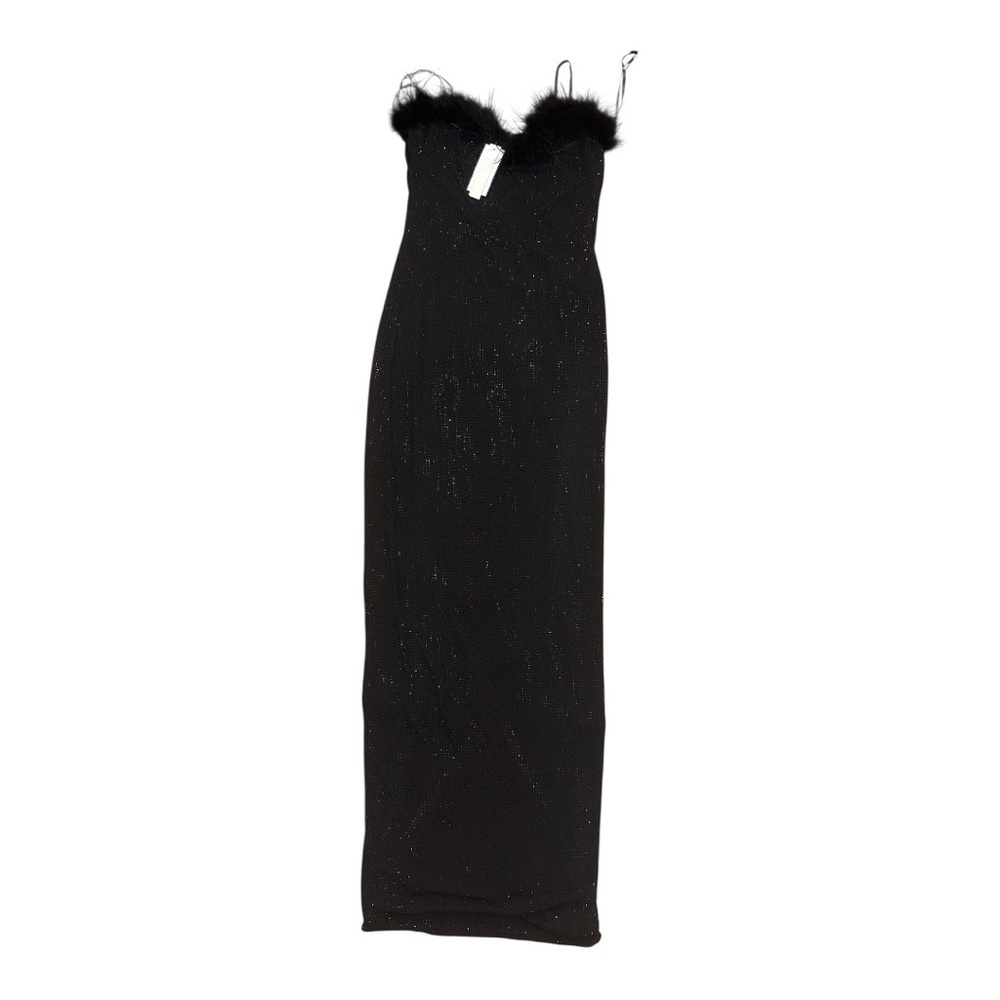 Speechless Black Strapless Dress with Feather Detail
